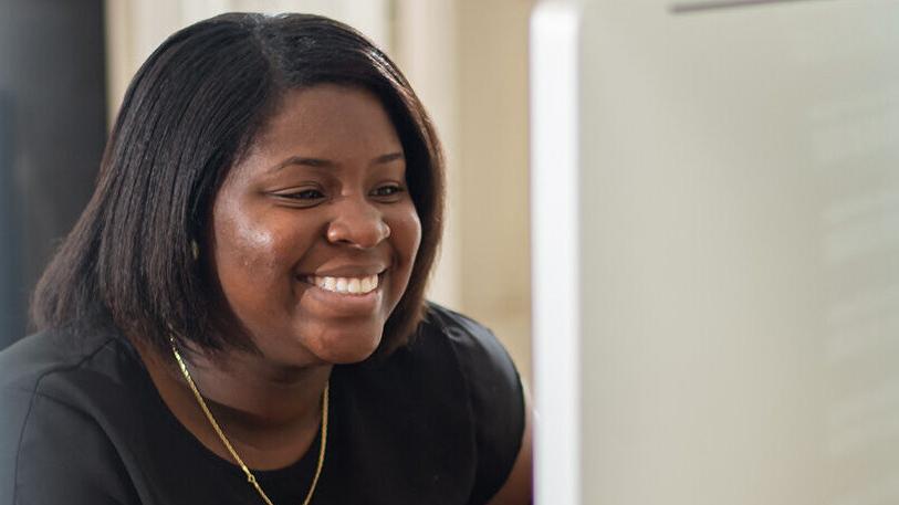 Coker Student using a desktop computer